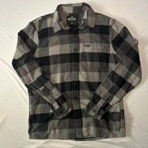 Hollister Flannel Checkered Pattern Cotton Grey